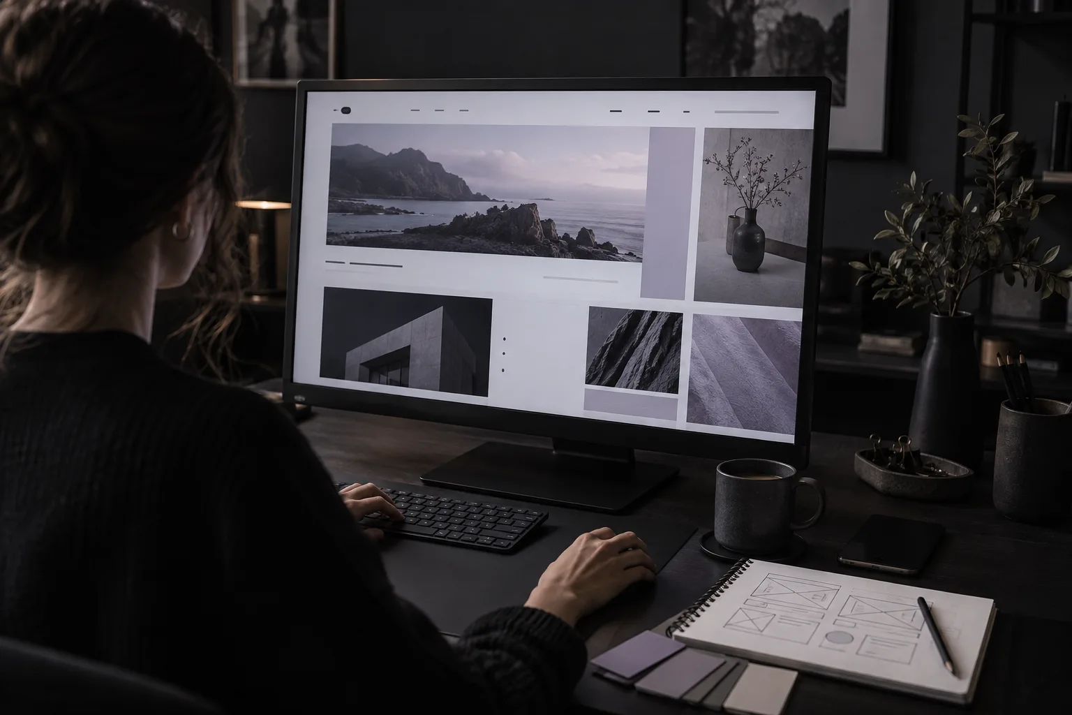 Illustrative Darstellung eines Webdesign-Arbeitsplatzes